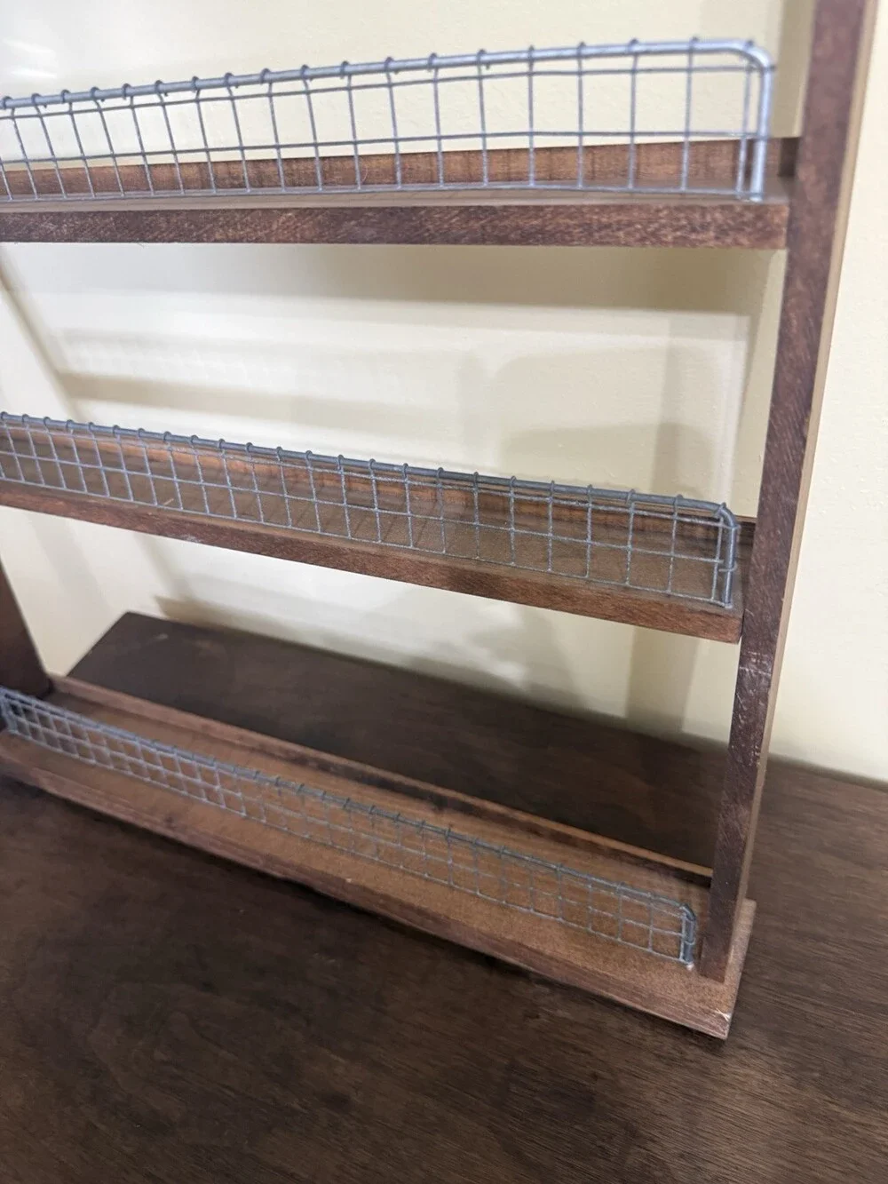 Handmade Wooden Spice Rack Rustic Farmhouse Four Shelves Trinket Shelf